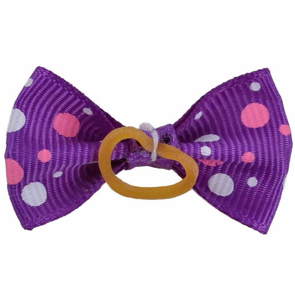 Dog hair bow rubberring violet with dots by GogiPet