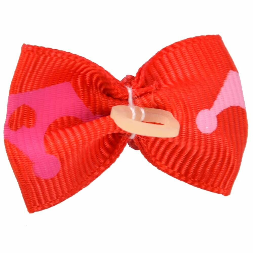 Hair bow for dogs with hairband red with flower of stones