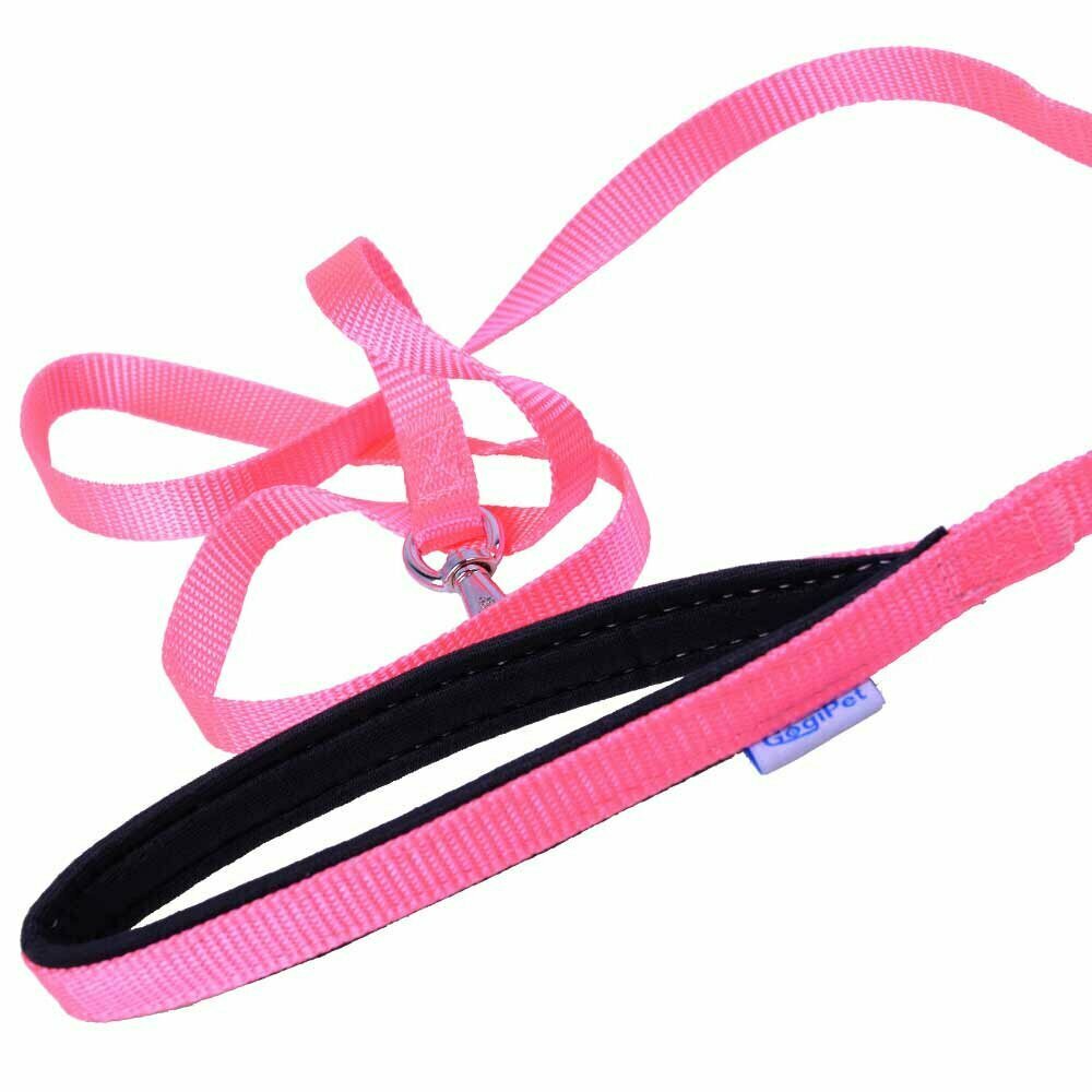 GogiPet ® Comfort textile dog leash pink 1,5 x 150 cm