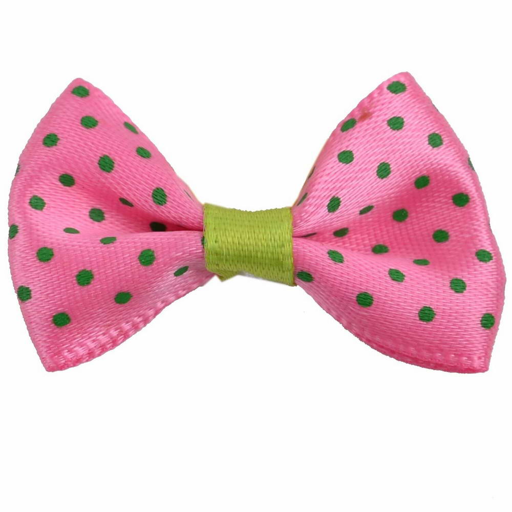 Handmade dog bow pink with polka dots by GogiPet