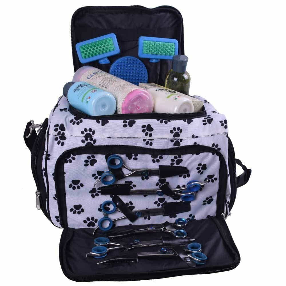 GogiPet Multifunctional groomer bag 40 x 30 cm white with paws