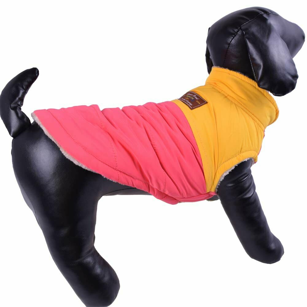 Warm clothes for dogs - Anorak yellow-pink