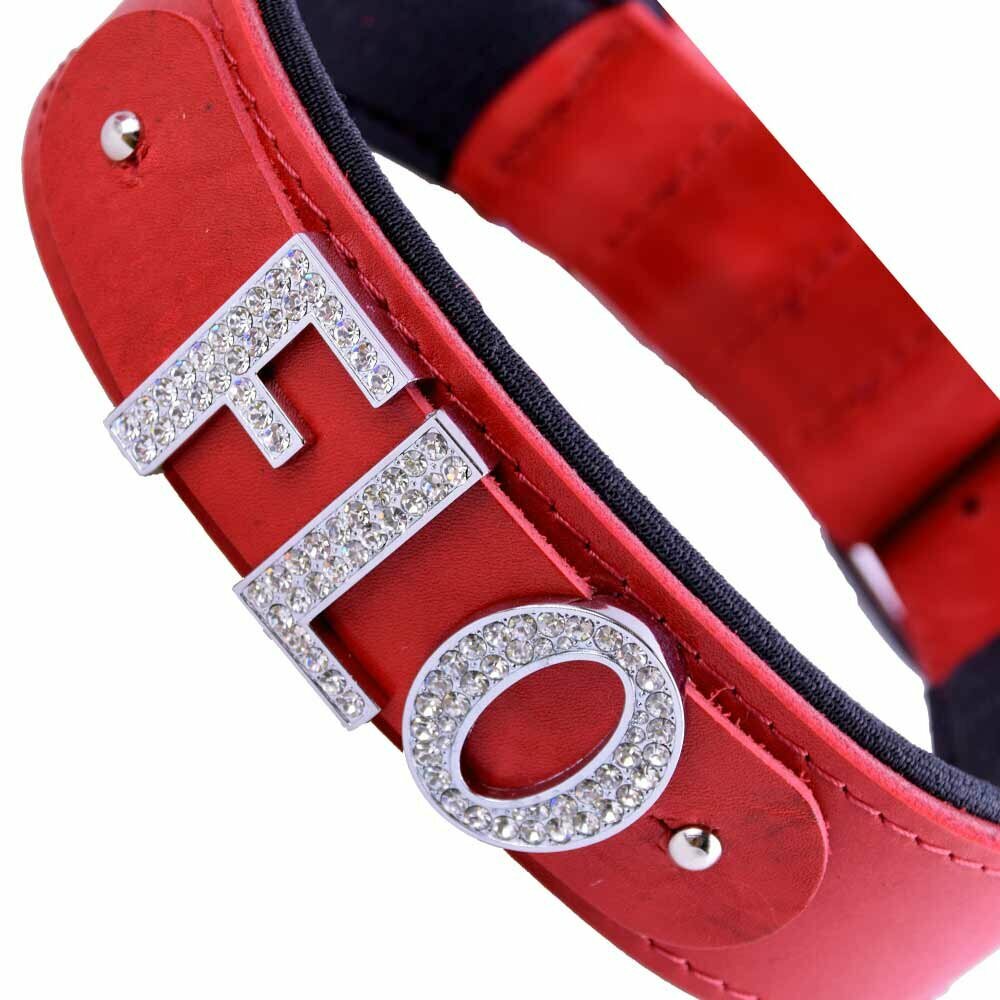 Real leather dog collars with rhinestones