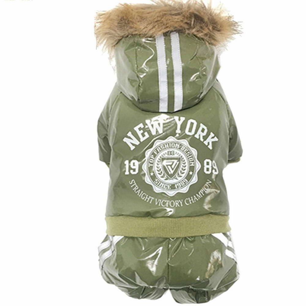New York dog coat green - warm dog coat