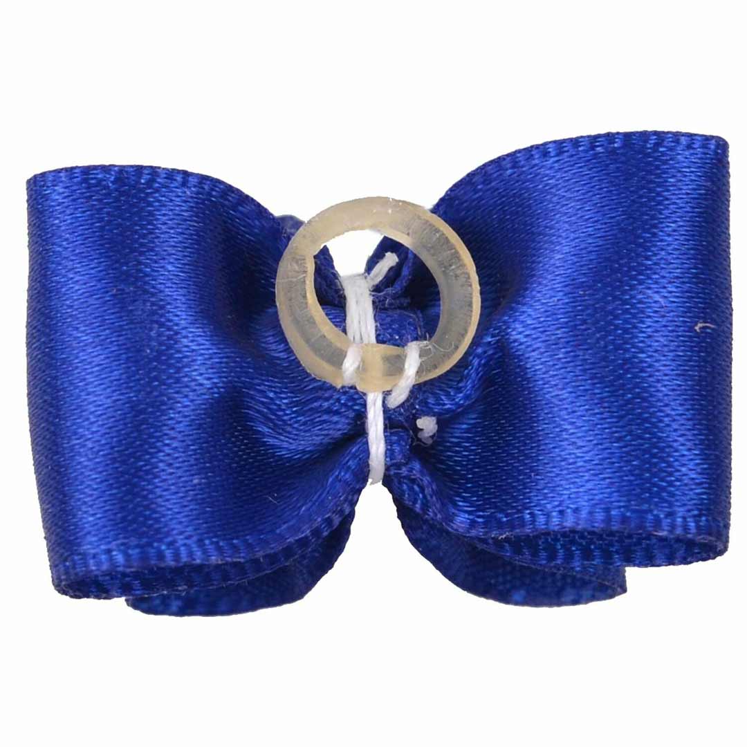 Dog bows blue with flower pearl and glitter threads