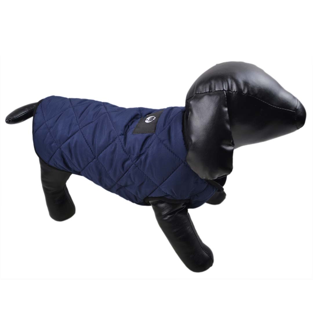 Warmly lined dog parka - dark blue dog anorak for the cold days