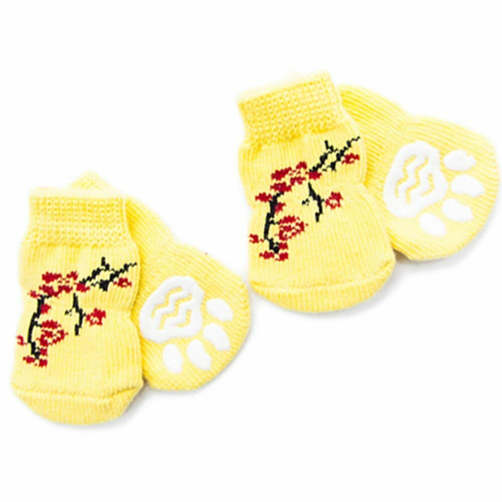 GogiPet dog socks yellow with anti-slip coating
