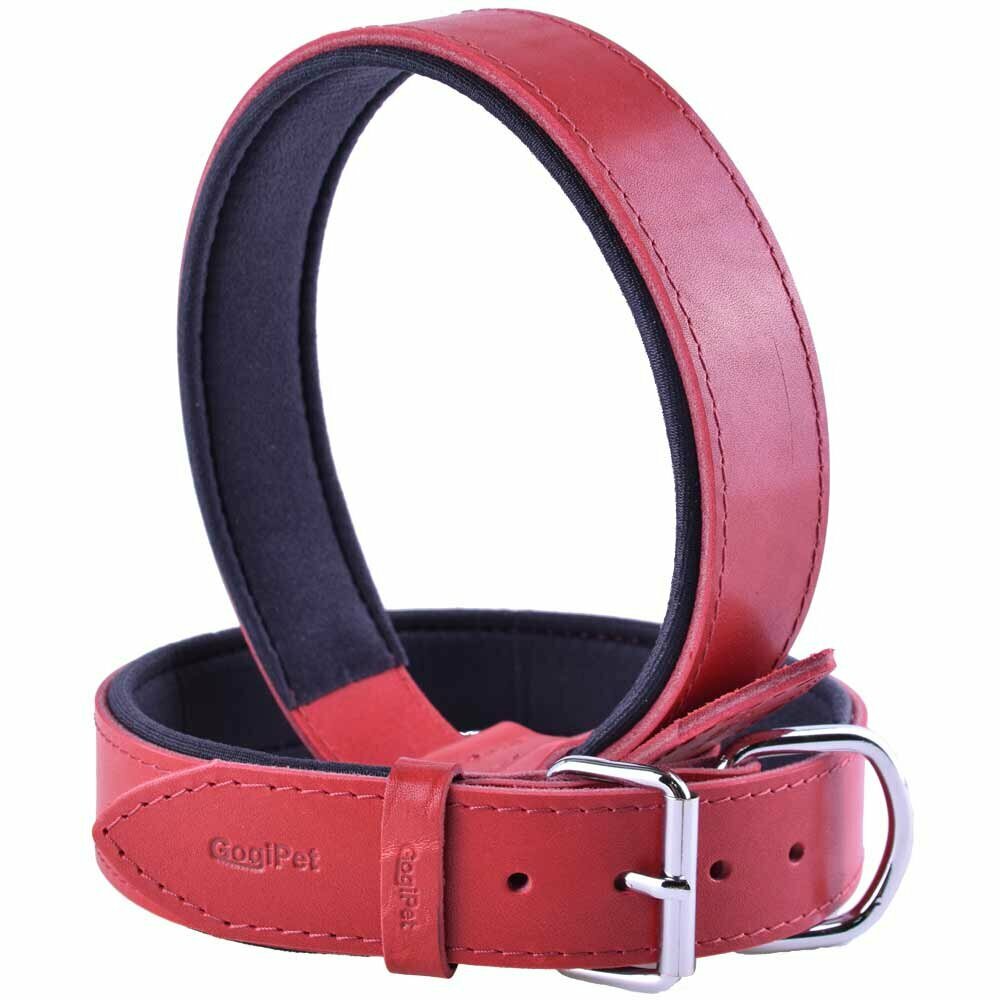 GogiPet® Comfort Leather Dog Collar Red