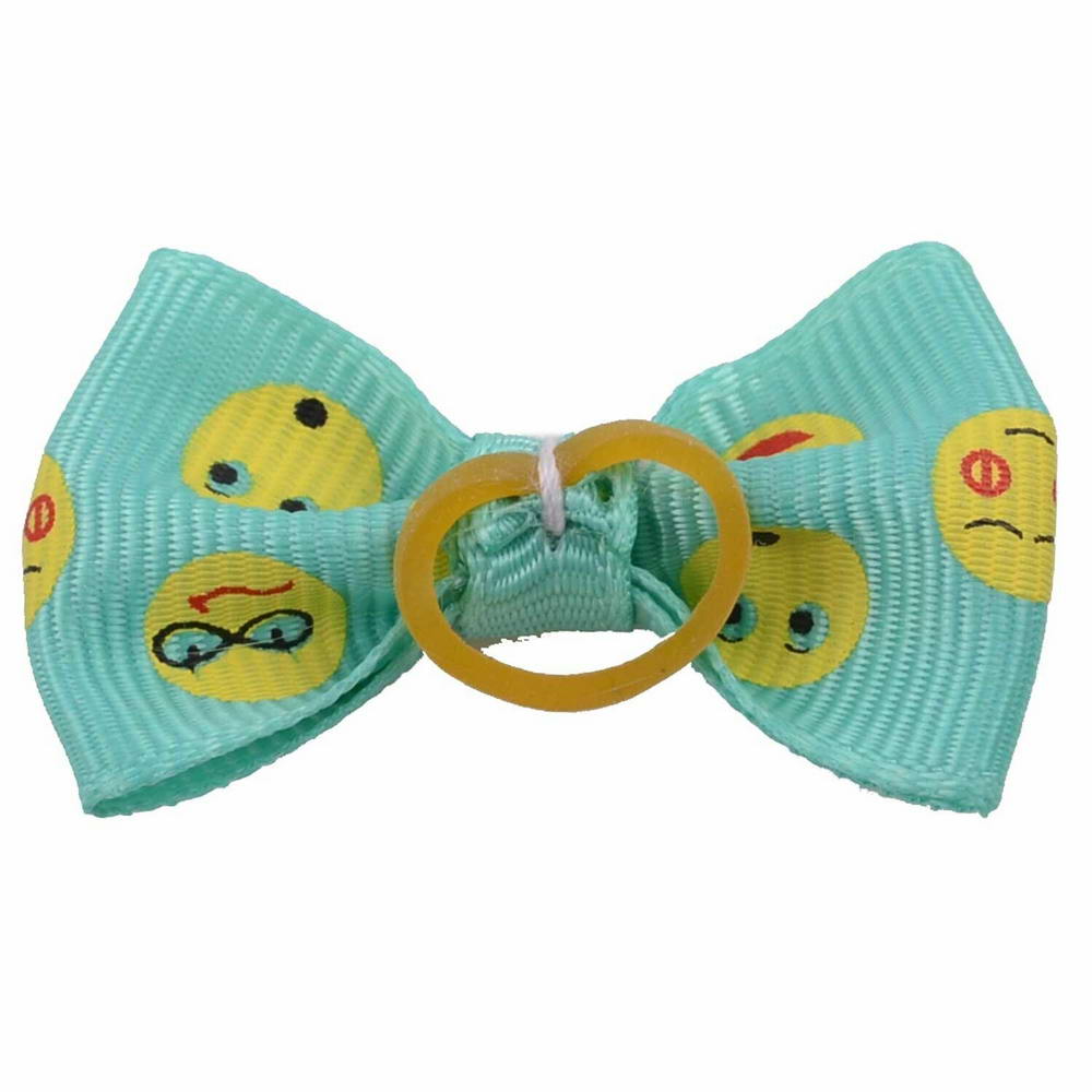 Dog hair bow rubberring turquoise Smiley by GogiPet