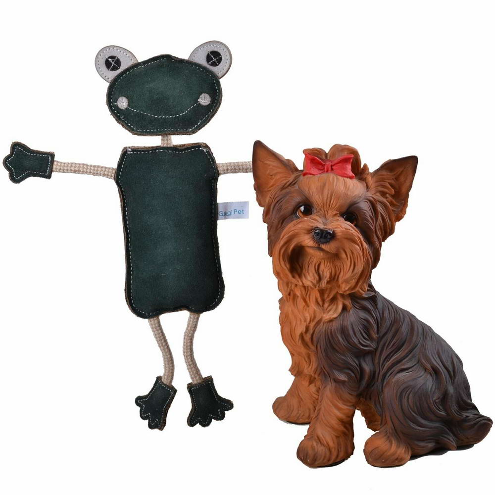 Dog toy made of leather from GogiPet - brown tree frog