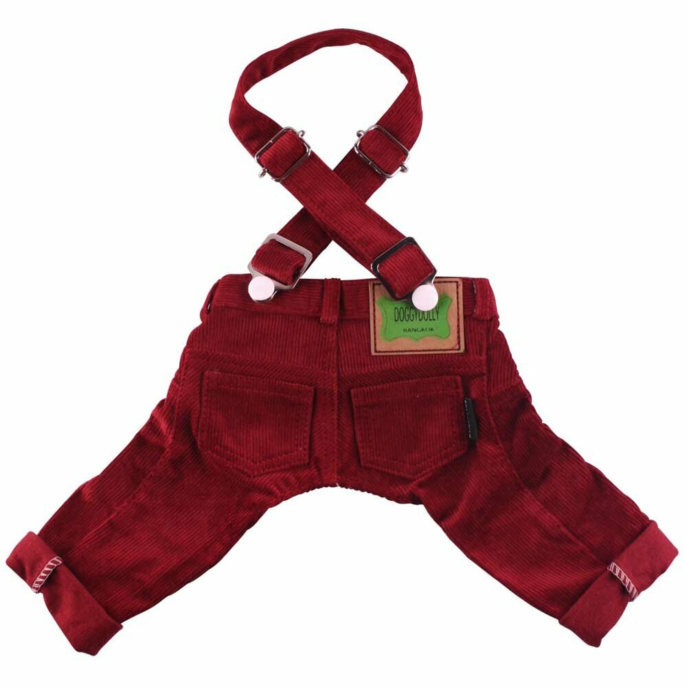 Dog clothing red corduroy trousers
