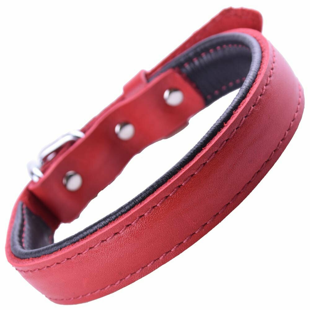 GogiPet ® Soft leather dog collar red with 40 cm