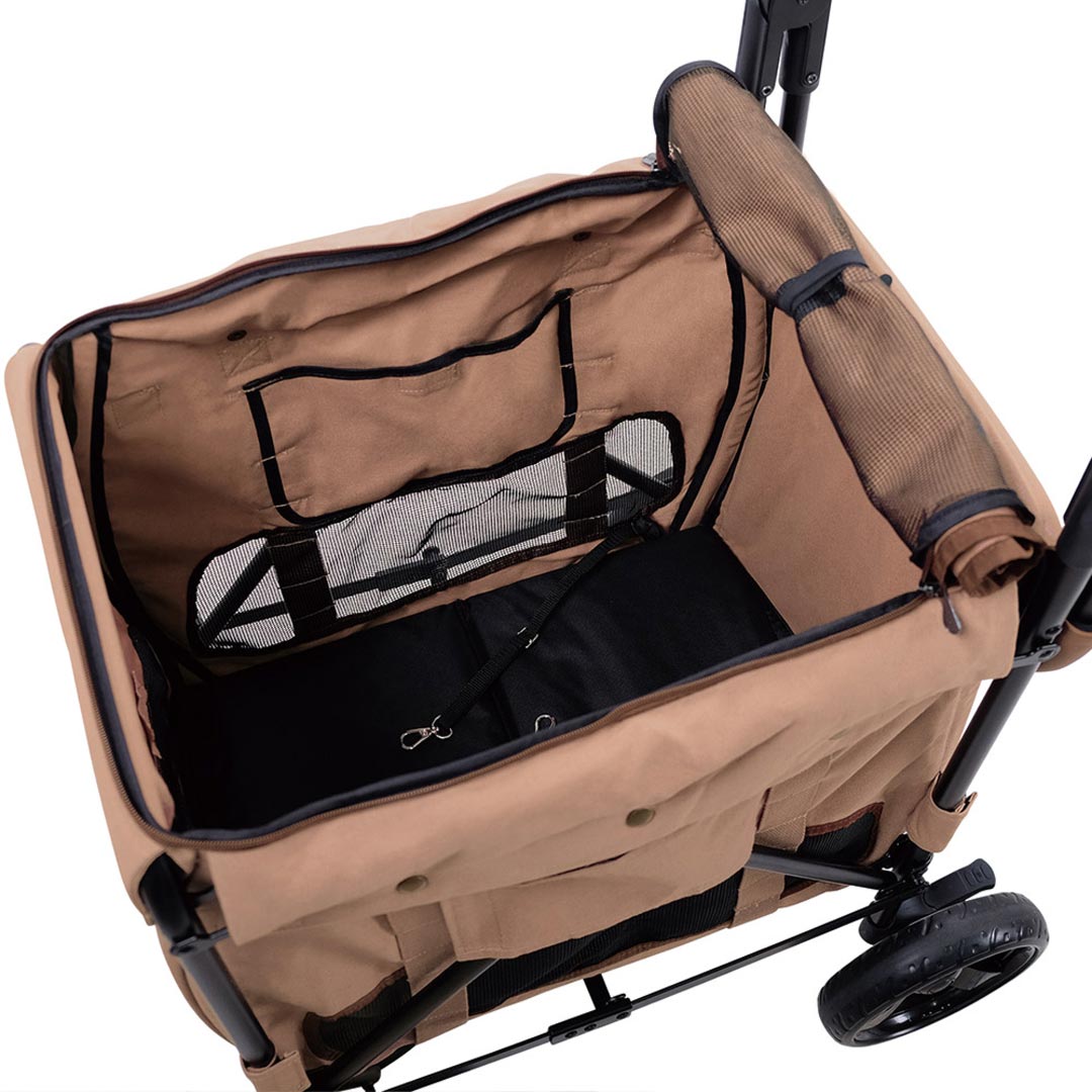 Pet stroller with open top