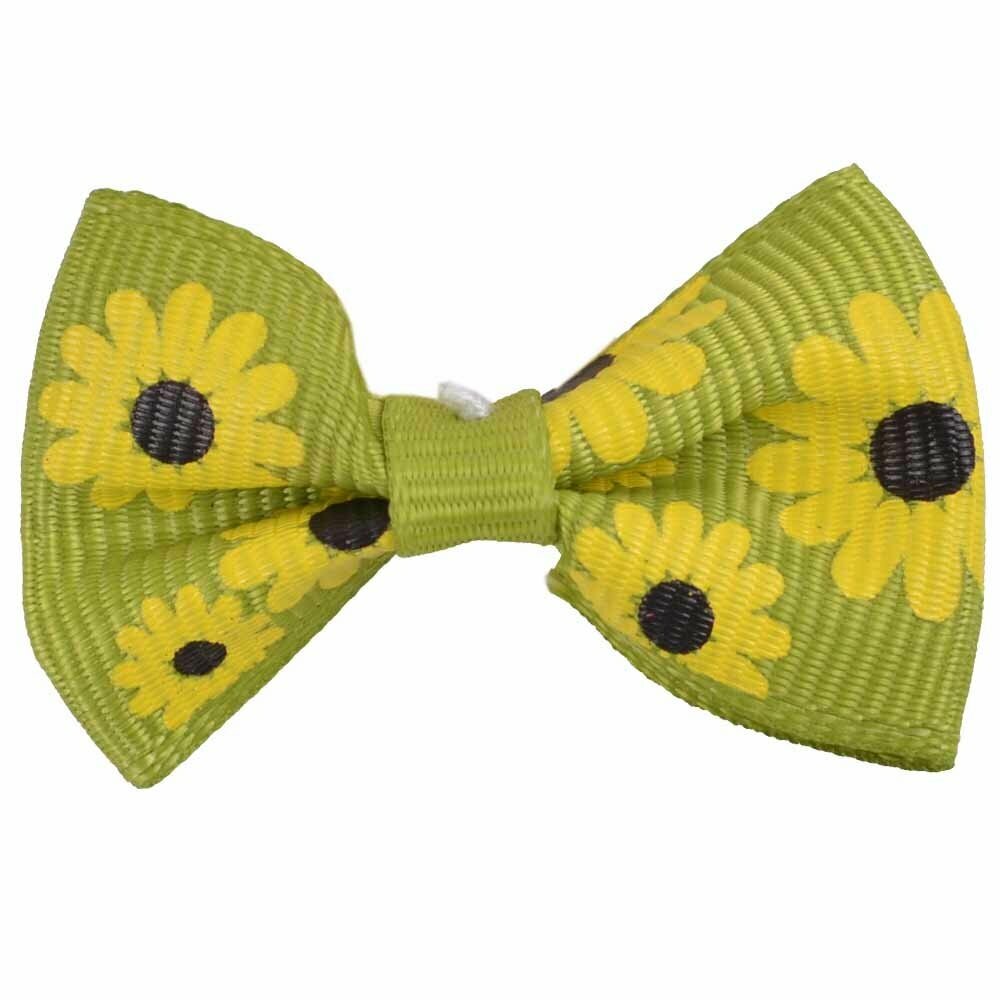 Handmade dog bow purple with sunflowers by GogiPet