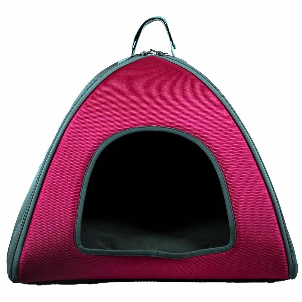 Pink grey dog cave recommended by GogiPet