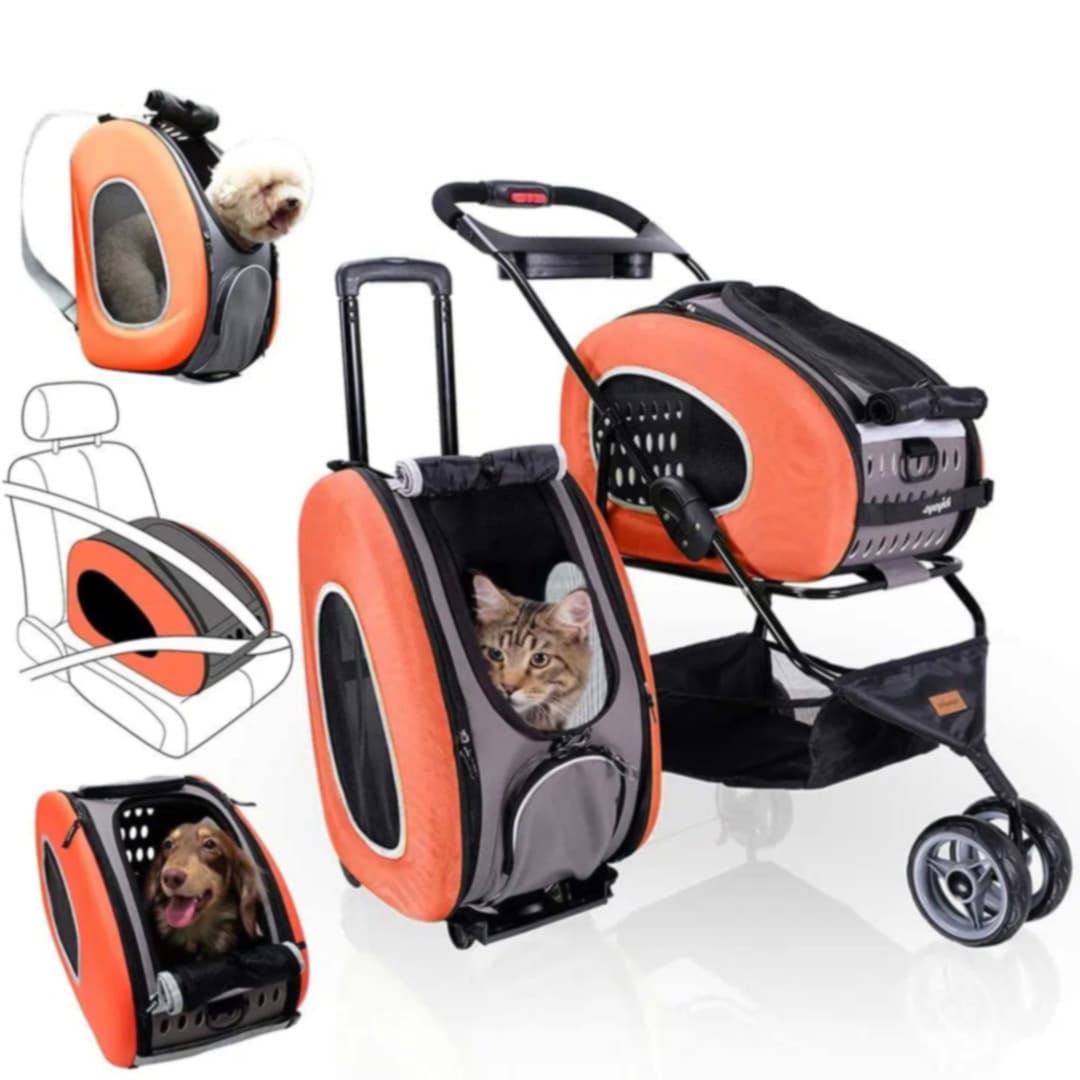 5 - 1 Combo Pet Carrier / Pet Stroller orange