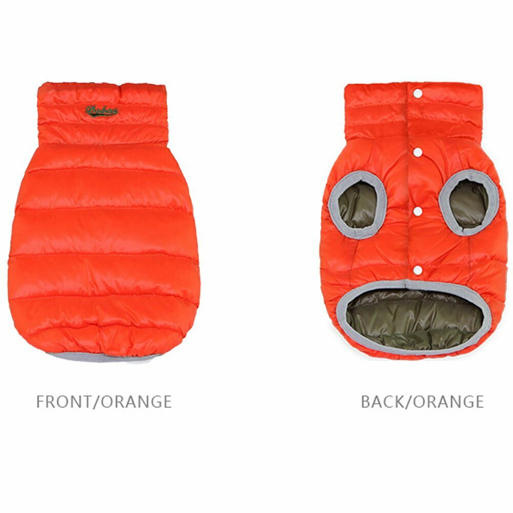 Warm orange dog jacket with down fill