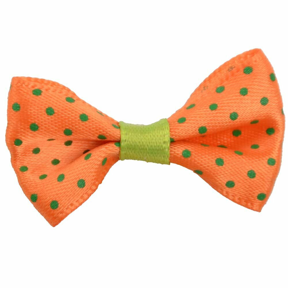 Handmade dog bow orange with polka dots by GogiPet