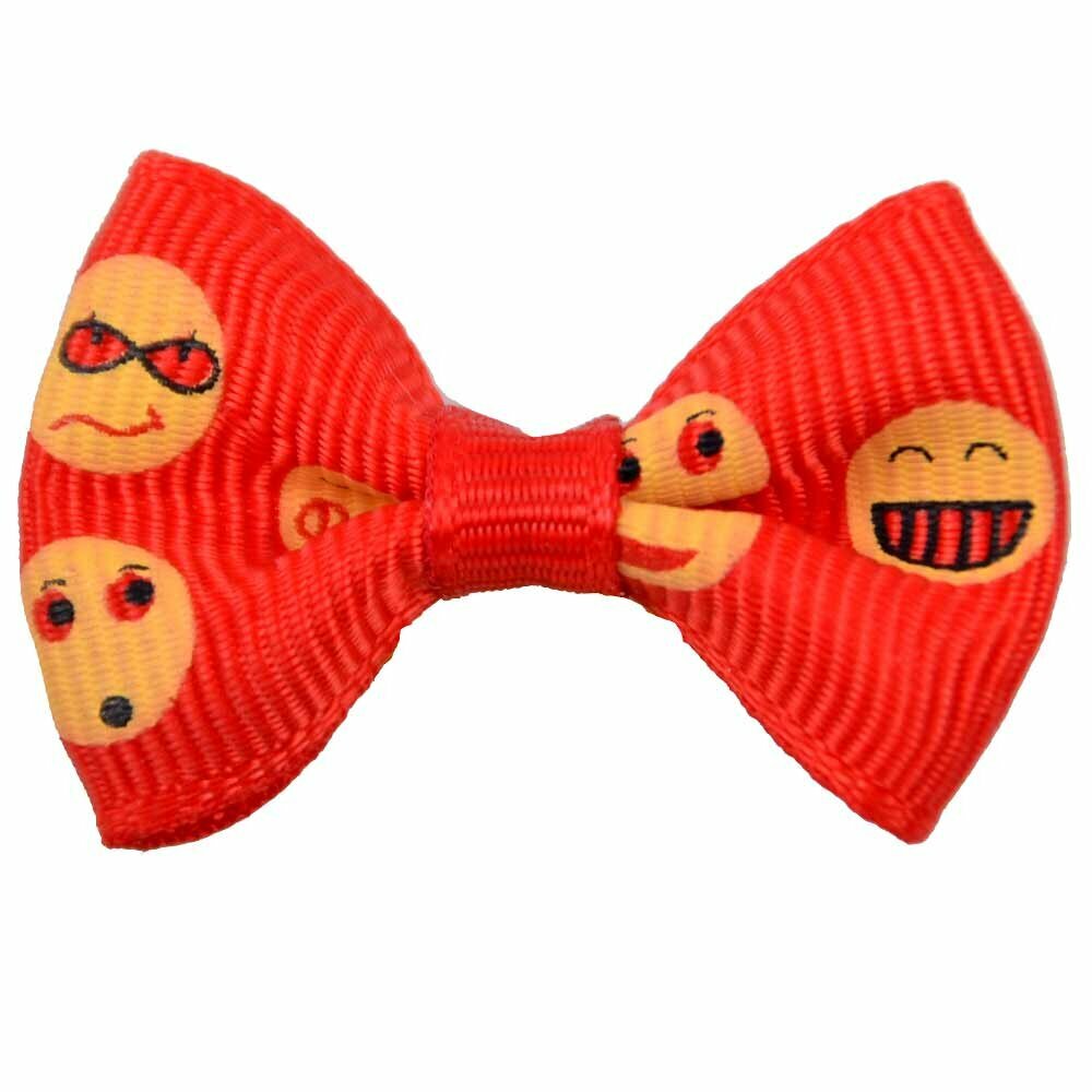 Handmade dog bow Red Smiley by GogiPet
