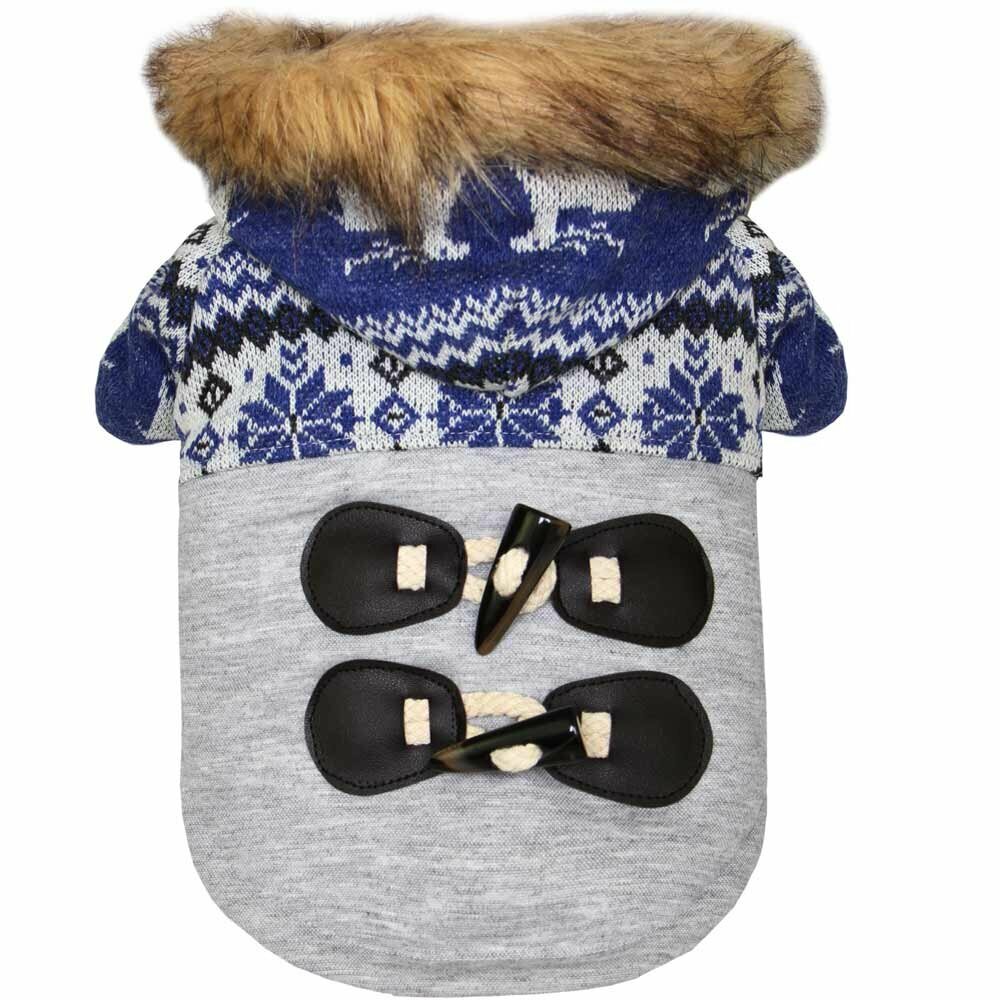 Dog clothes with Norwegian pattern reindeer blue - dog clothes