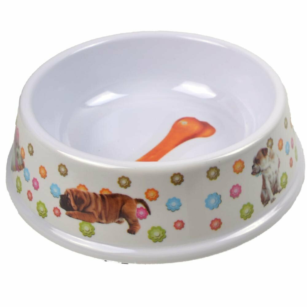 Feeding bowl for dogs with flowers