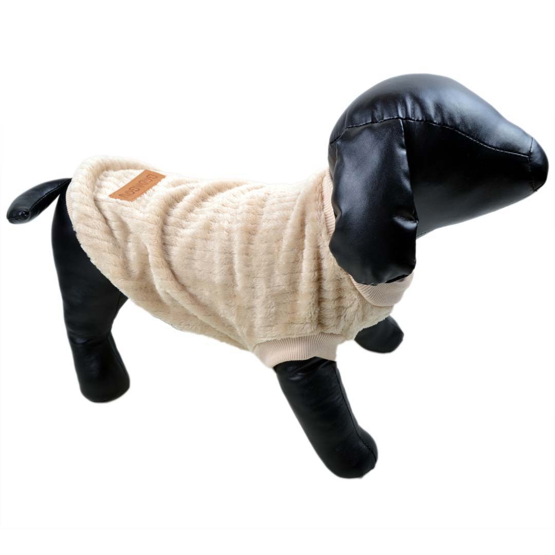 Brushed fleece dog sweater - light brown dog clothing