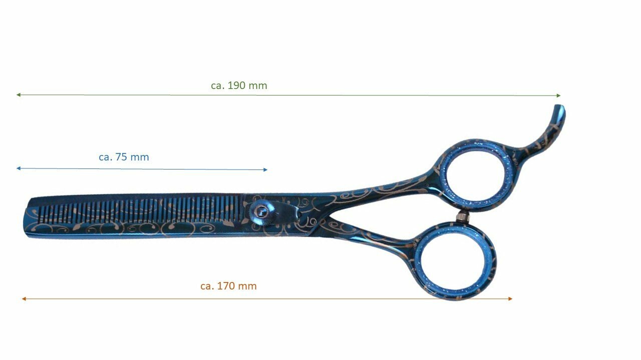 Pet scissors dimensions GogiPet blending scissors Titanium blue
