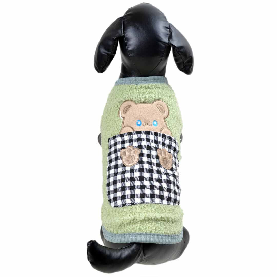 Mint Teddy dog jumper in fluffy, cuddly fleece