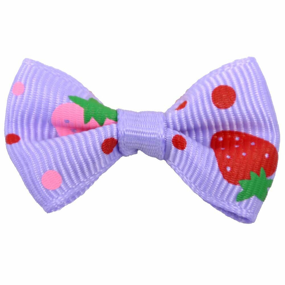 Handmade dog bow purple with strawberries by GogiPet