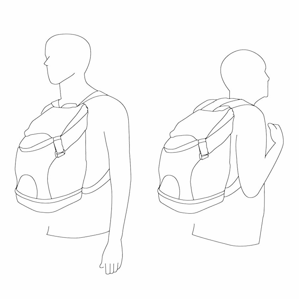 Pet backpack for the stomach or back