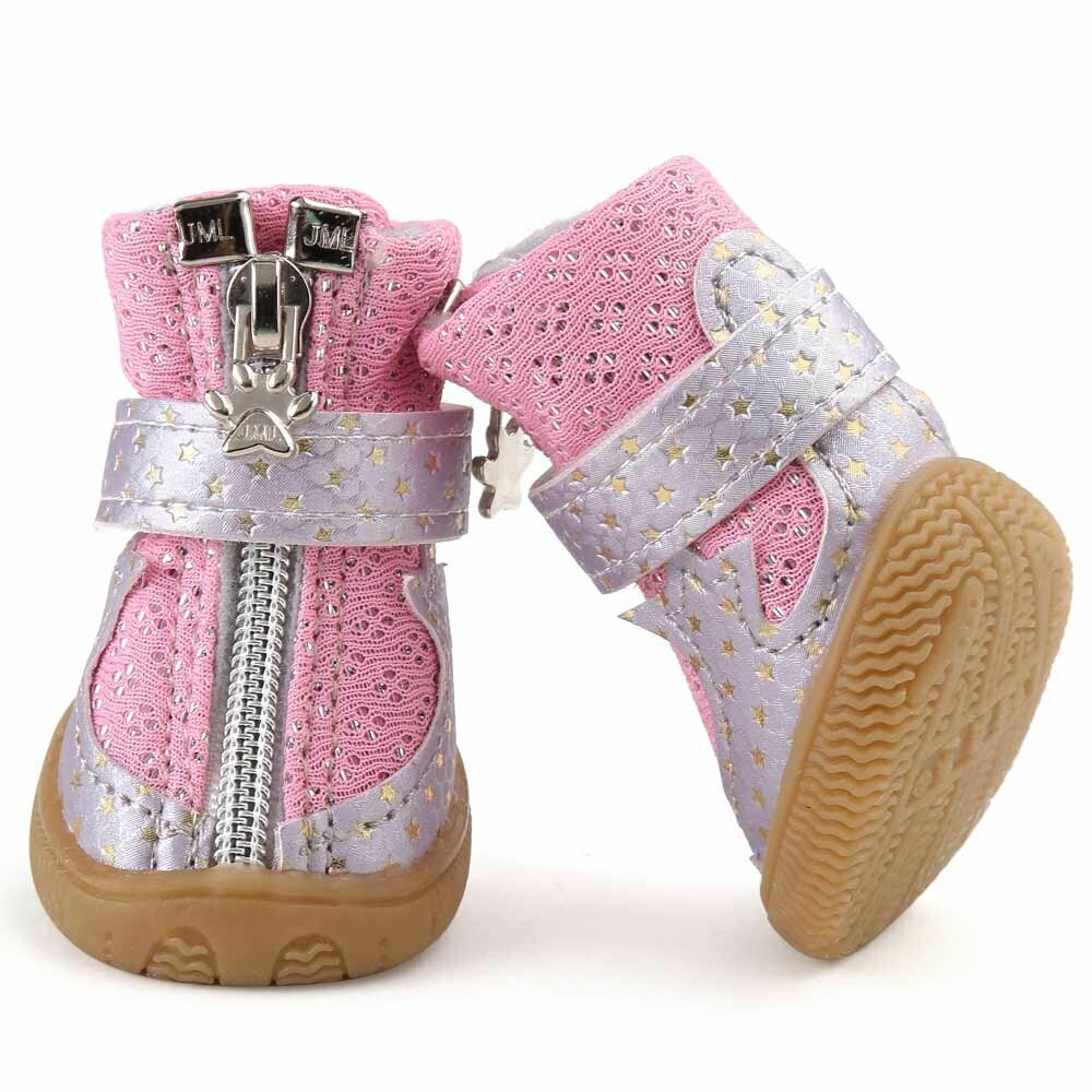 Good dog shoes Pink Stars with rubber sole