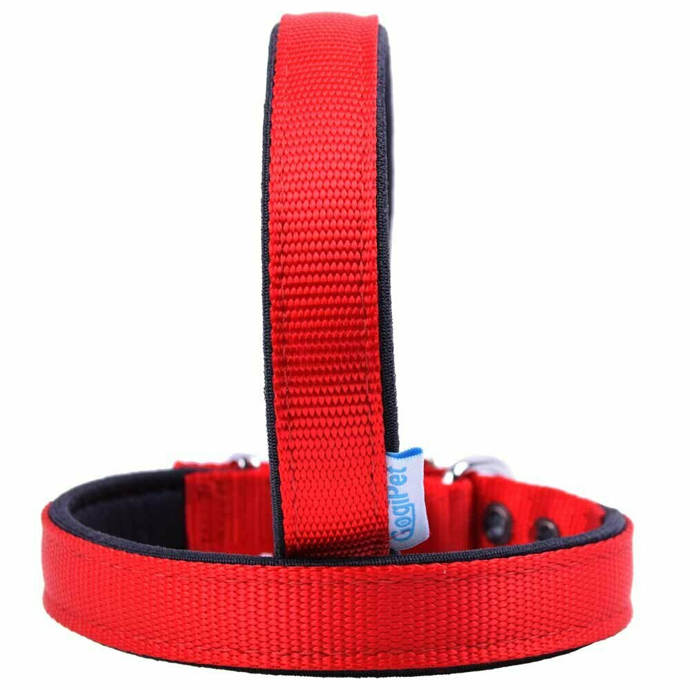 Padded GogiPet® comfort textile dog collar red