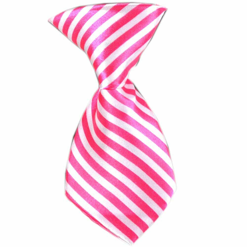 Dog tie pink, white striped