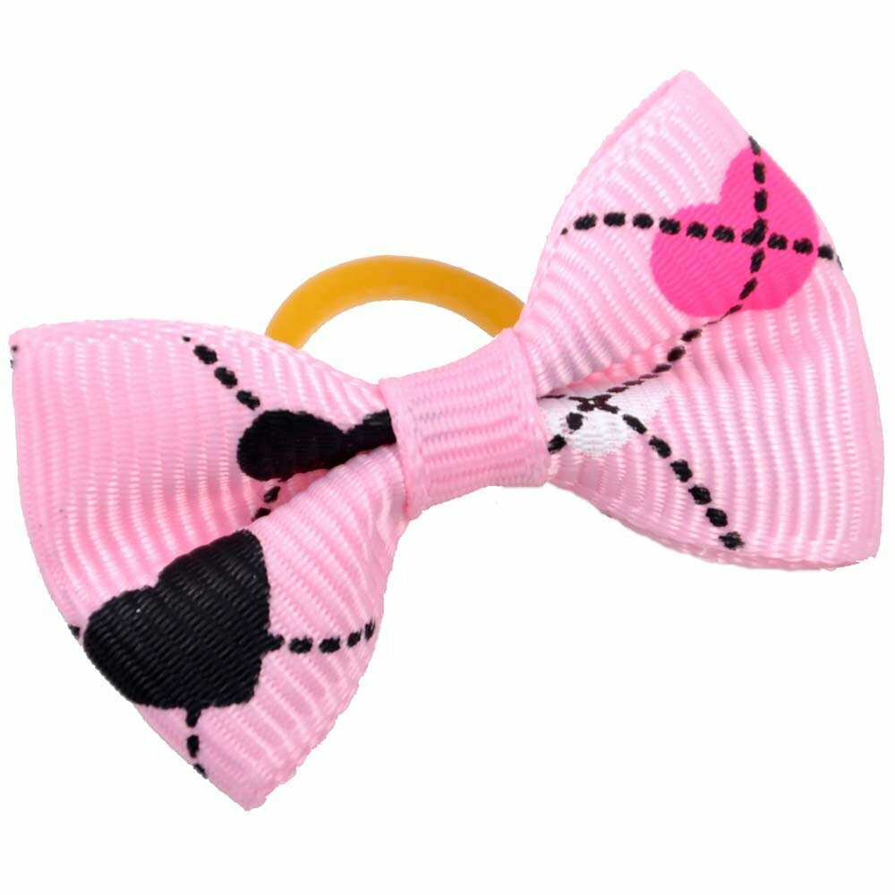 Dog hair bow rubberring "Heartbeat light pink" by GogiPet