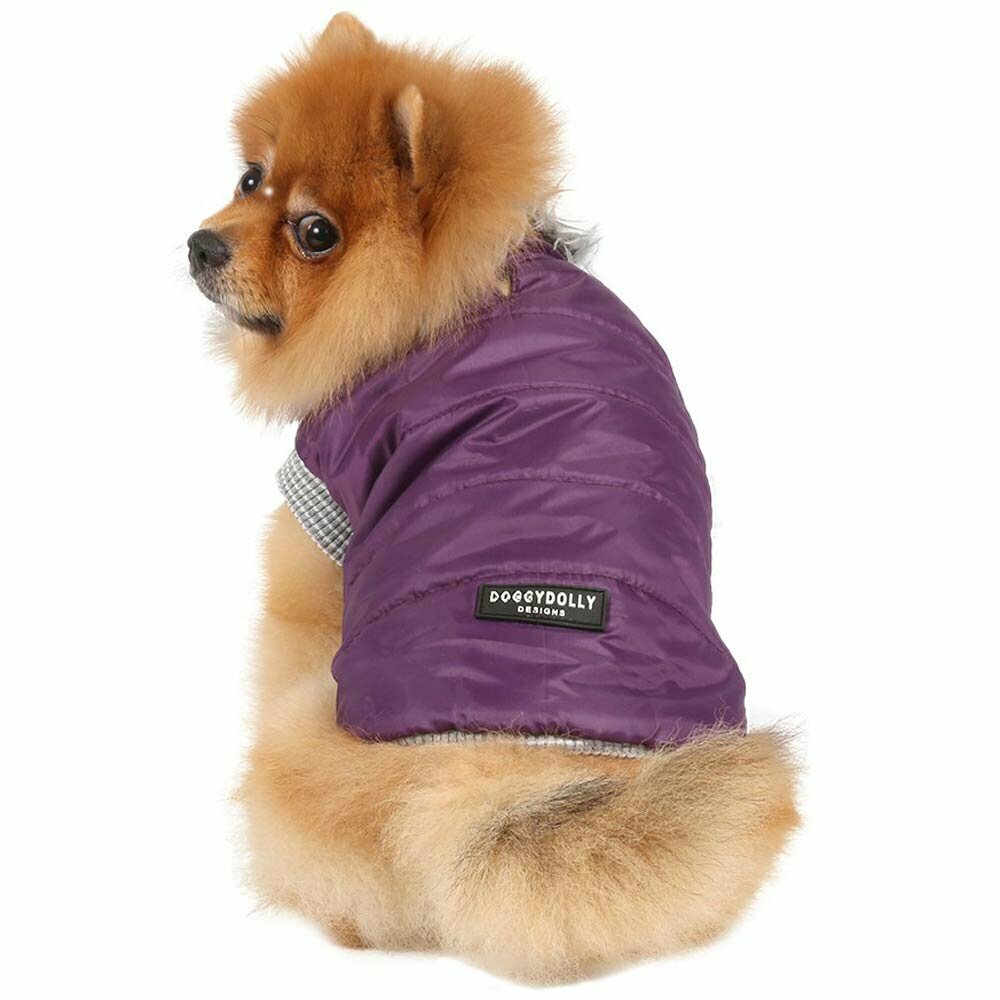 Sleeveless dog anorak purple for cold-sensitive dog