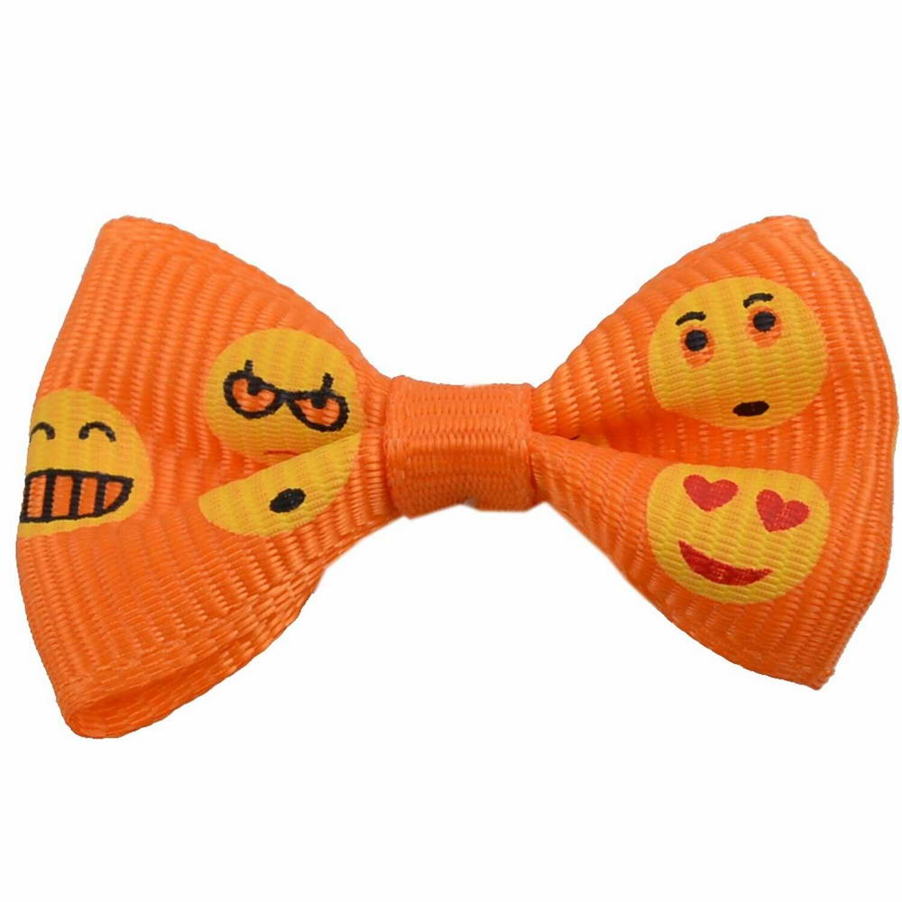 Handmade dog bow Orange Smiley by GogiPet