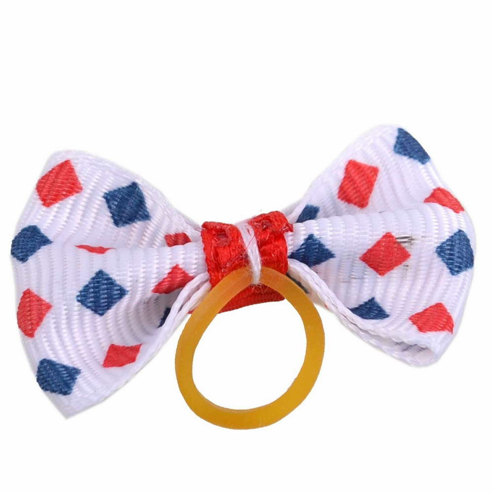 Dog hair mesh with rubberring white with red and blue checks by GogiPet