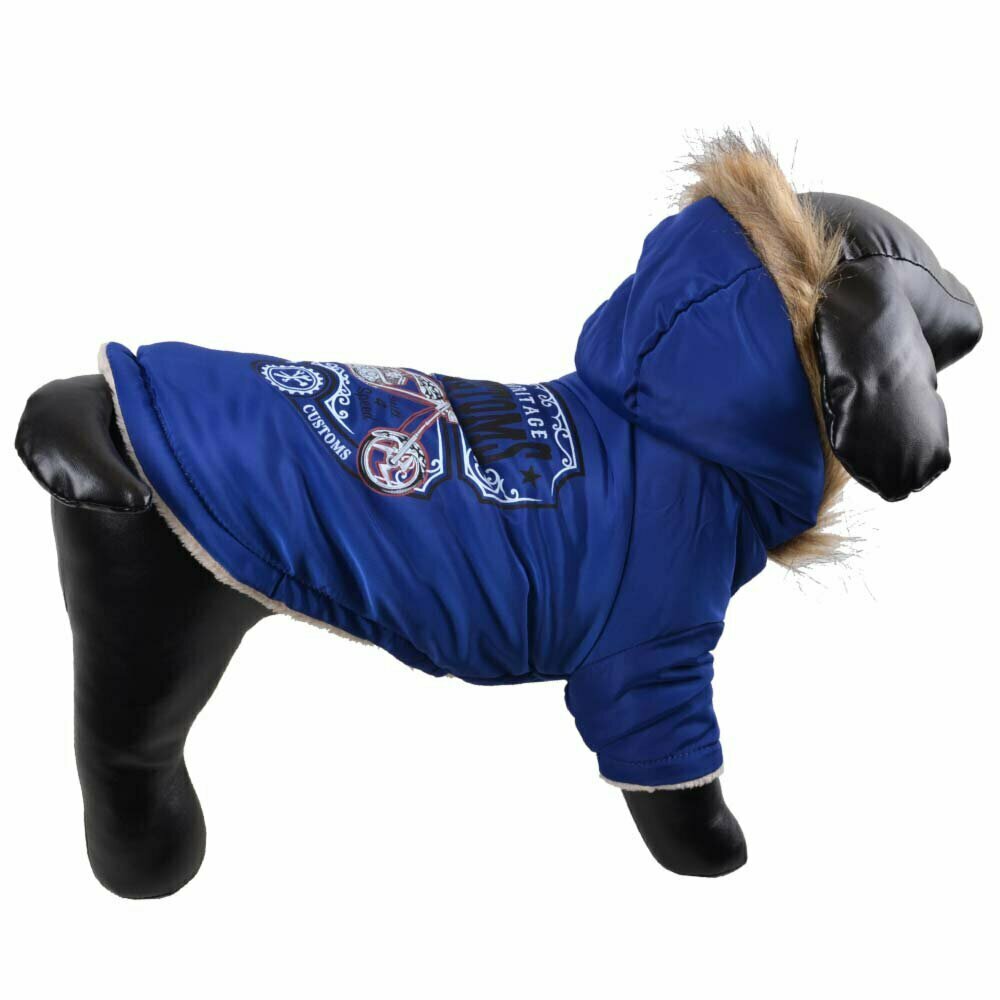 Blue parka warm dog clothes for dogs