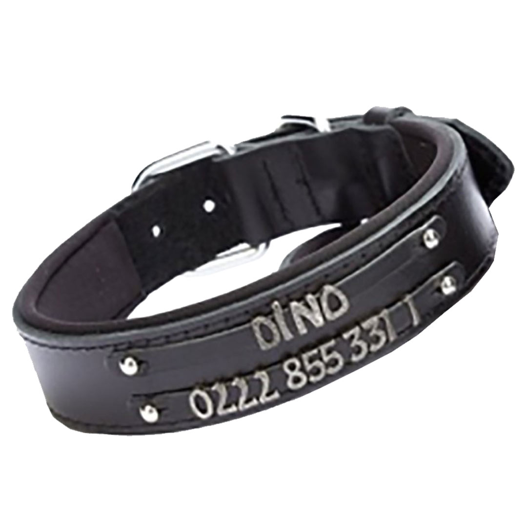 Double row name collar from GogiPet - Black comfort dog collar for letters and numbers to make your own