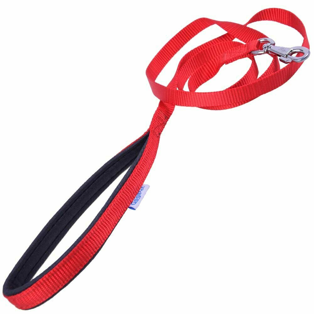 Red GogiPet® comfort textile dog leash