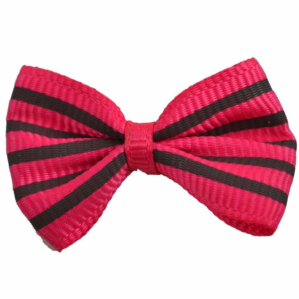 Handmade dog bow pink with black stripes by GogiPet