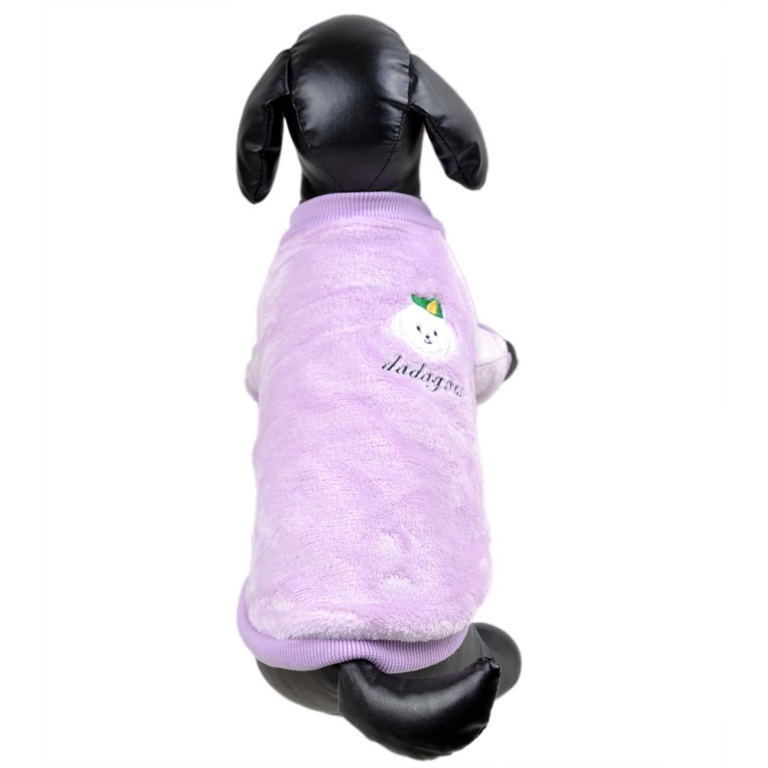 Warm dog jumper on purple fleece