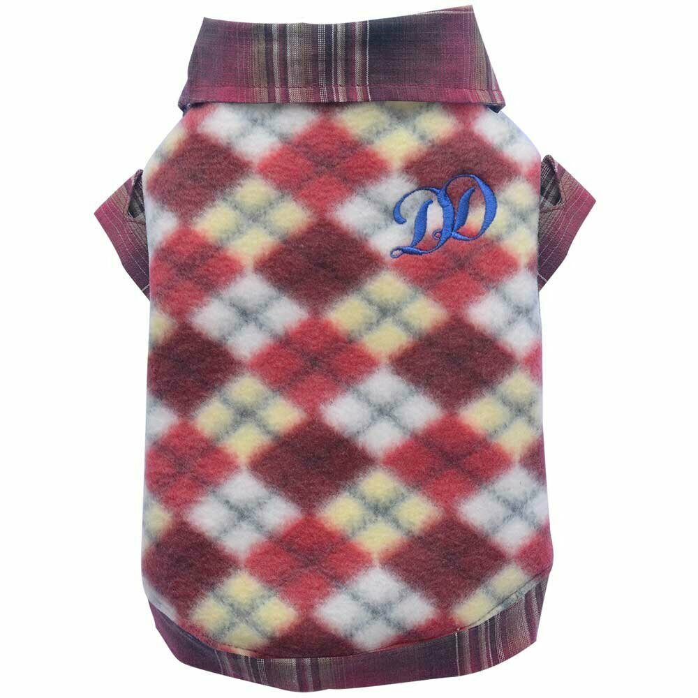 warm dog clothes red plaid dog sweater by DoggyDolly