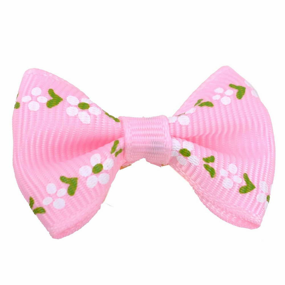 Dog bows with hairband Casimiro pink with flowers by GogiPet