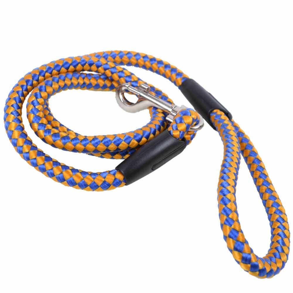 Braided dog leash blue orange