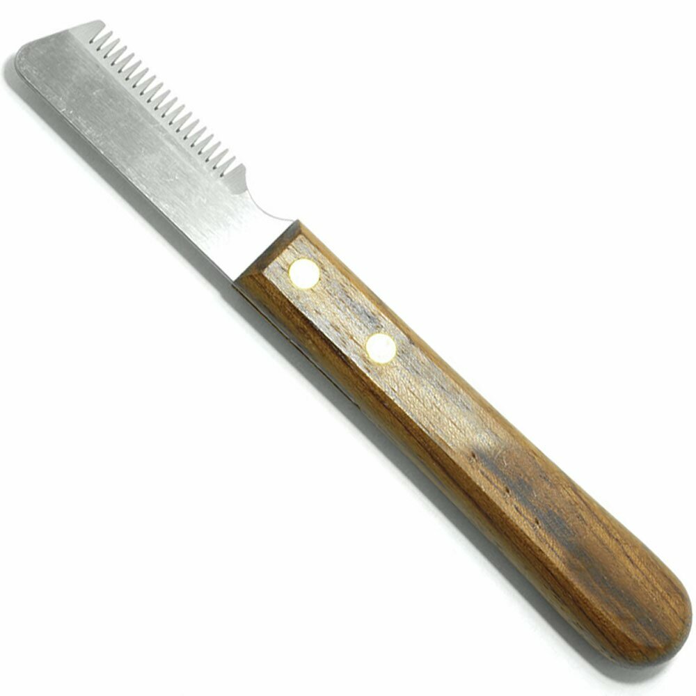 Stripping knife with 20 teeth medium with wooden handle