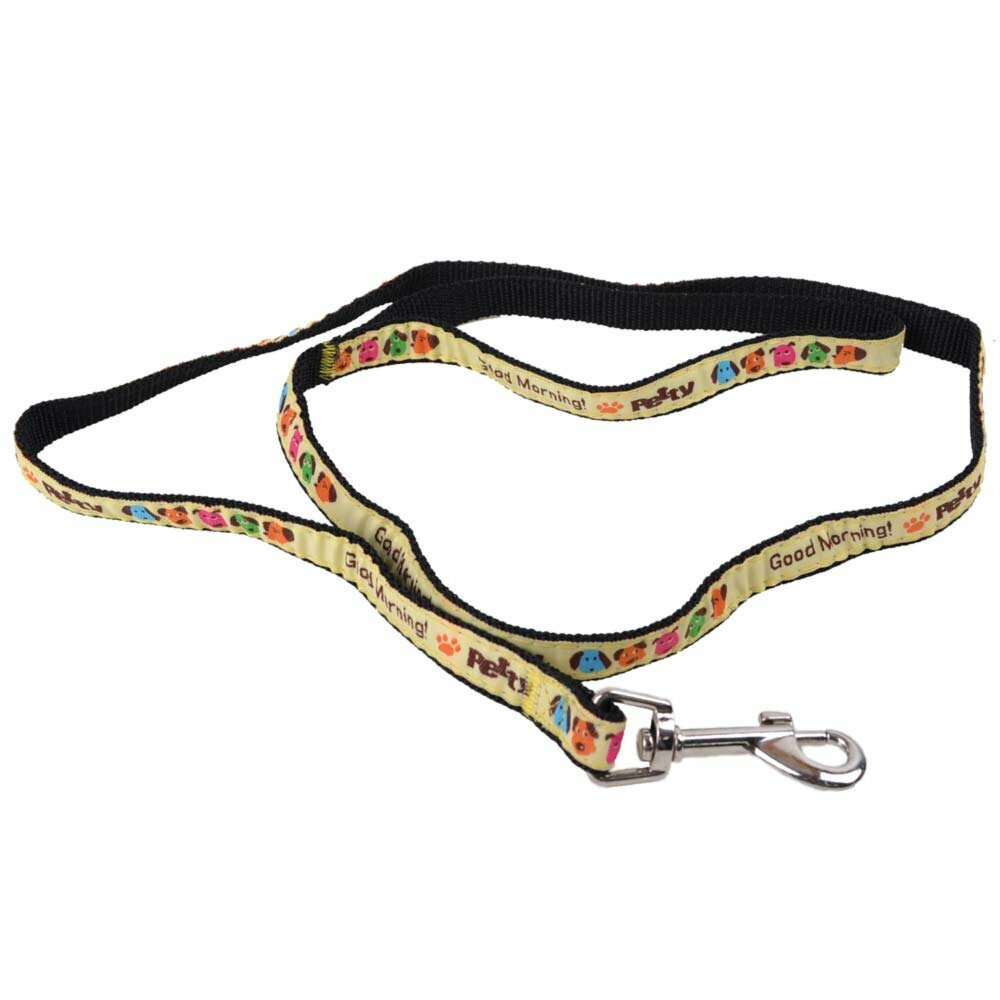 Dog leash for small dogs black with dog heads