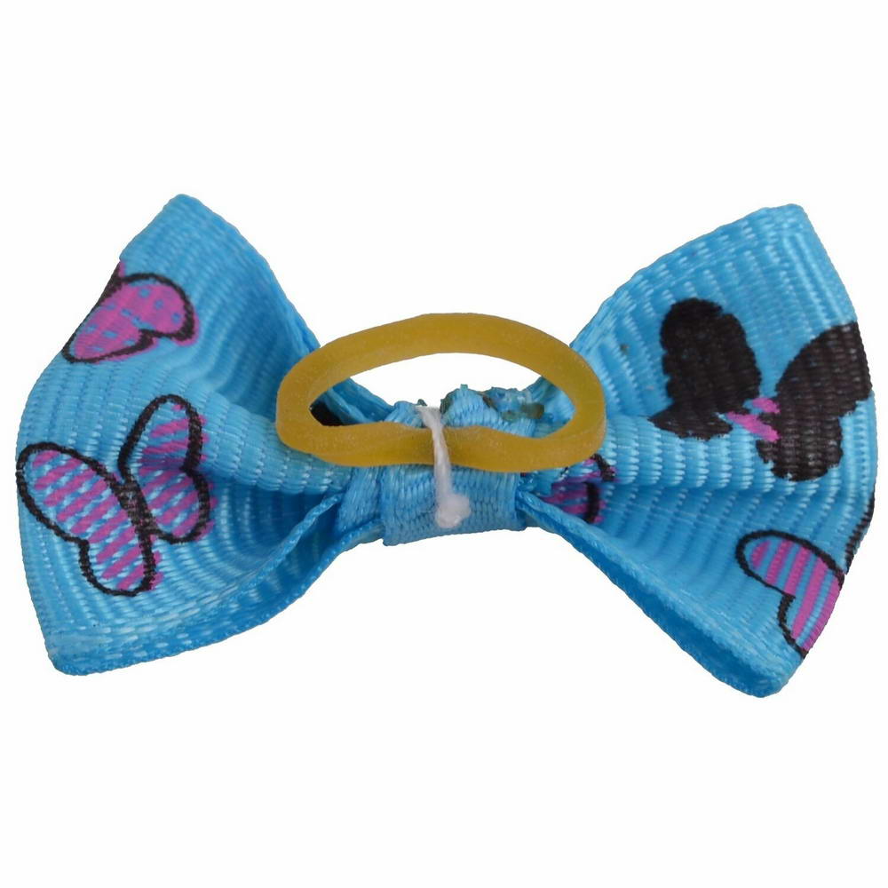 Dog hair bow rubberring "Mariposa light blue" by GogiPet