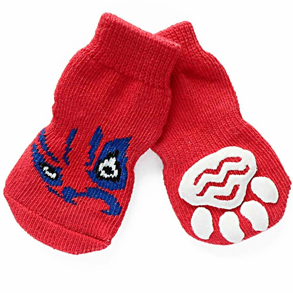 Anti-slip dog socks red dragon