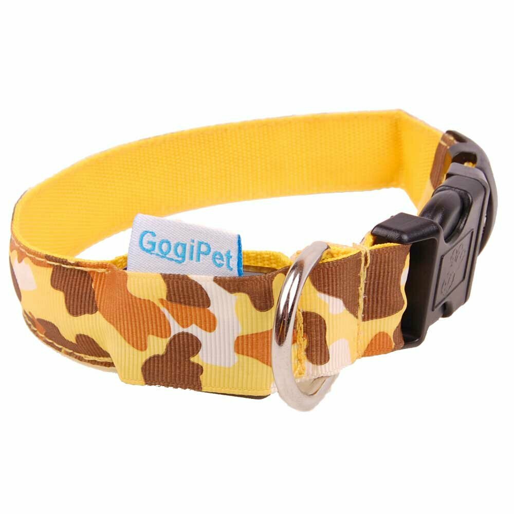 GogiPet ® Camouflage Yellow lighting or flashing collar XL